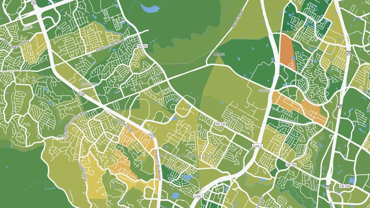 Milwood, Austin, TX Map of Murder Rates