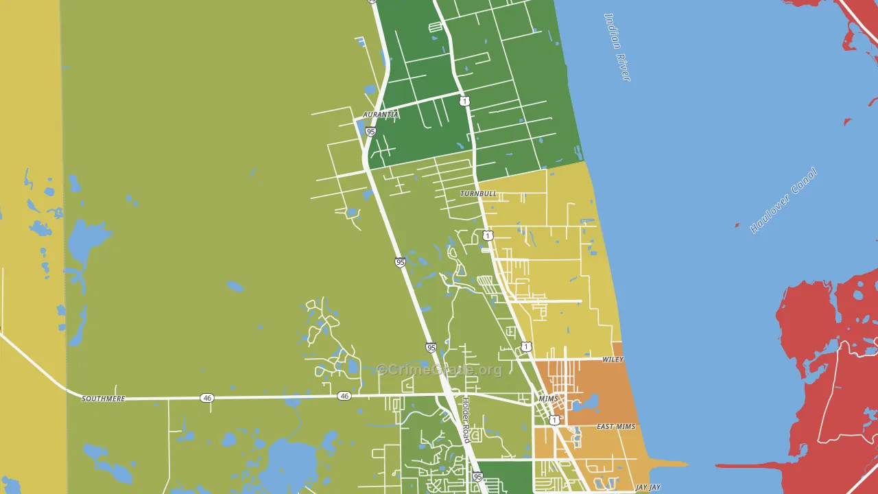 Mims, FL Map of Murder Rates