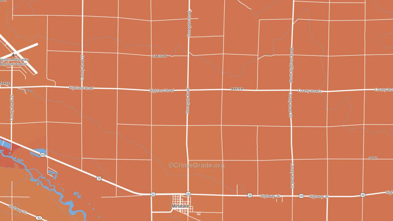 Minatare, NE Map of Murder Rates