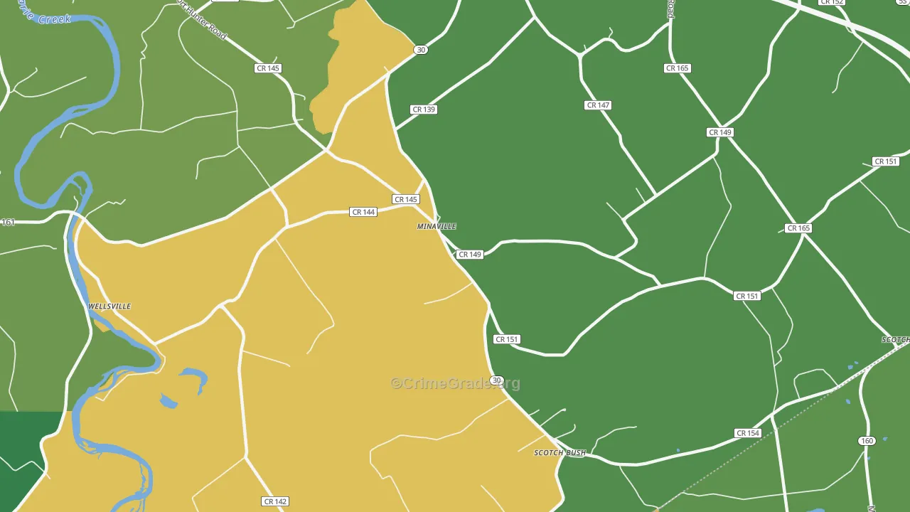 Minaville, NY Map of Murder Rates