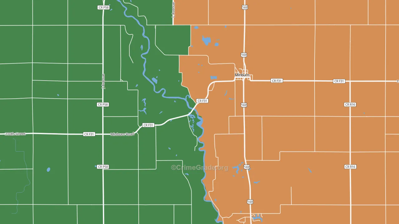 Minburn, IA Map of Murder Rates
