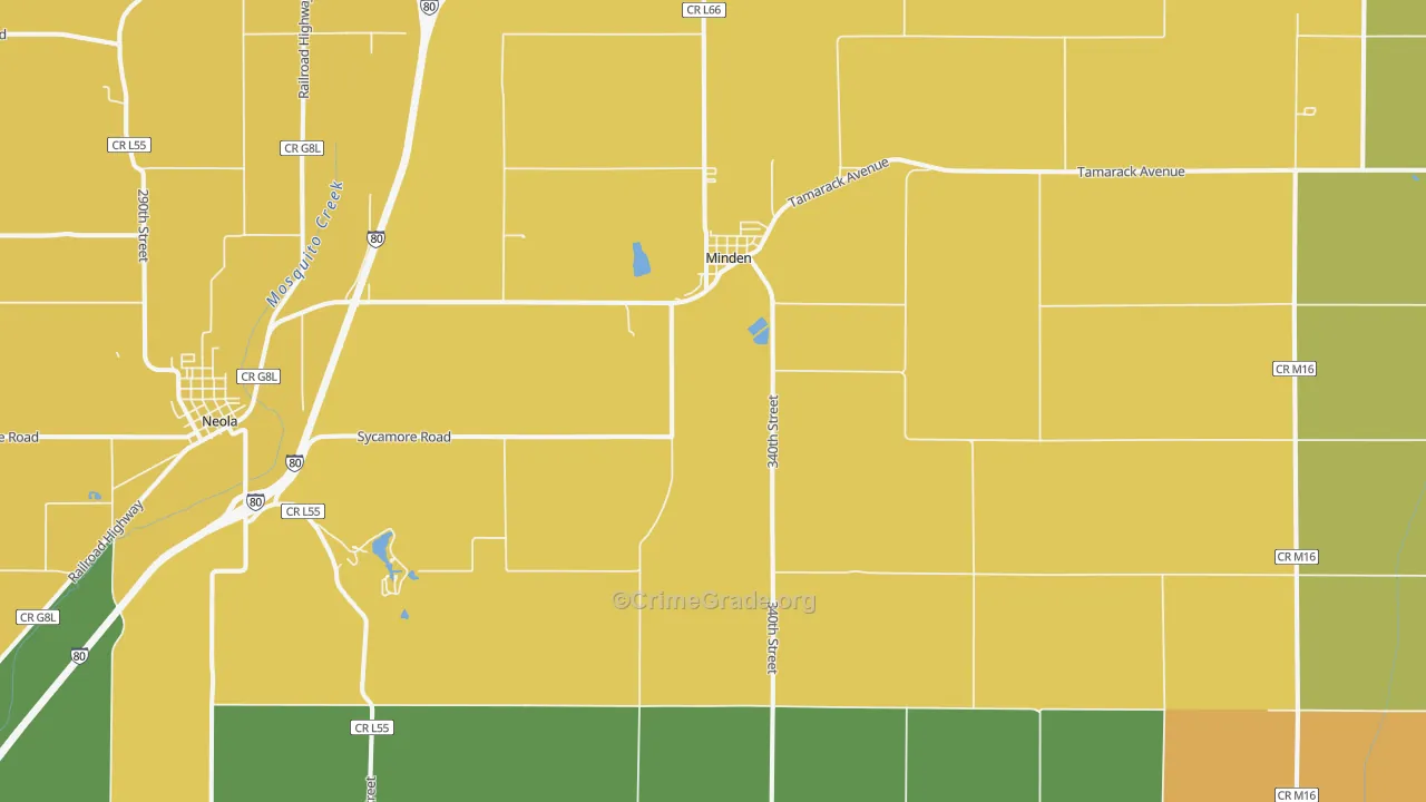 Minden, IA Map of Murder Rates