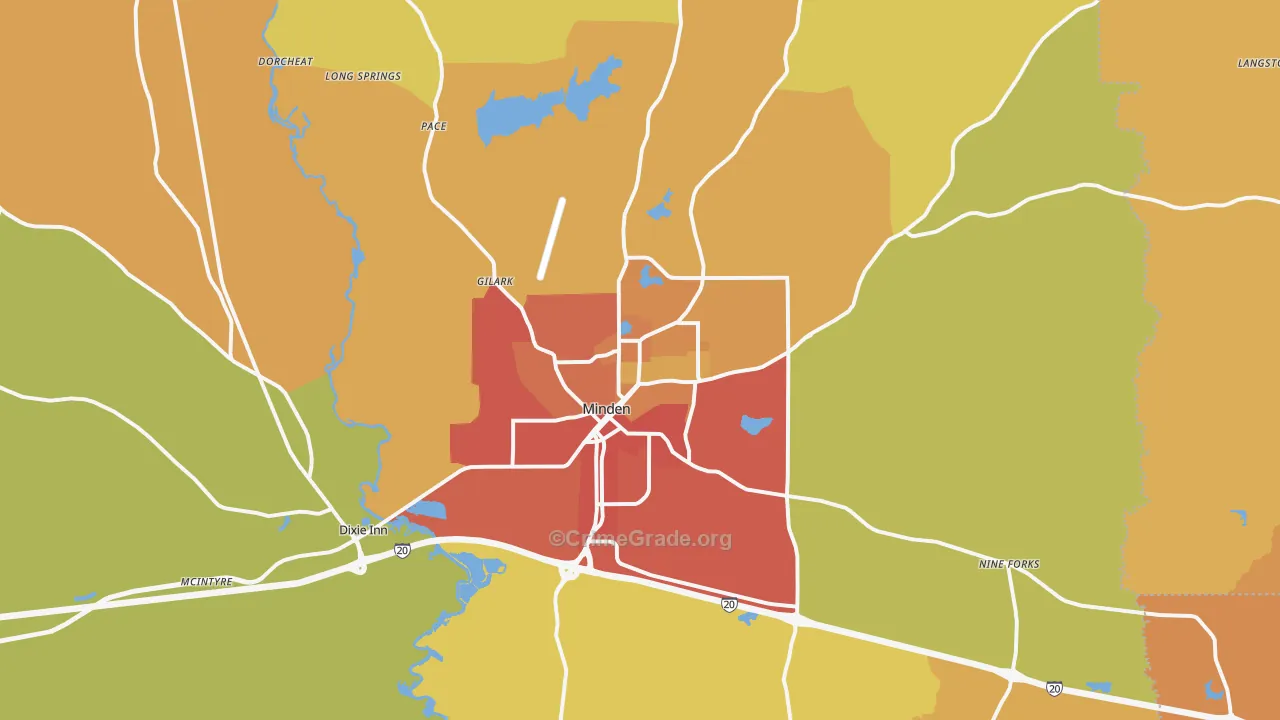 Minden, LA Map of Murder Rates