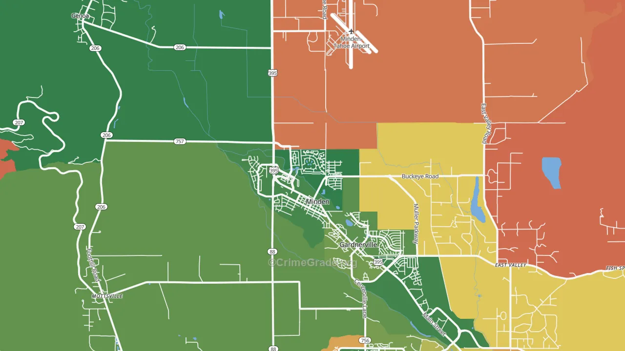 Minden, NV Map of Murder Rates