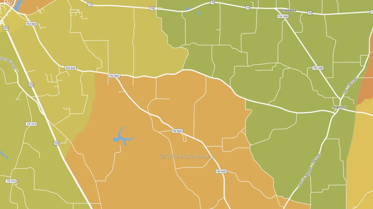 Minden, TX Map of Murder Rates