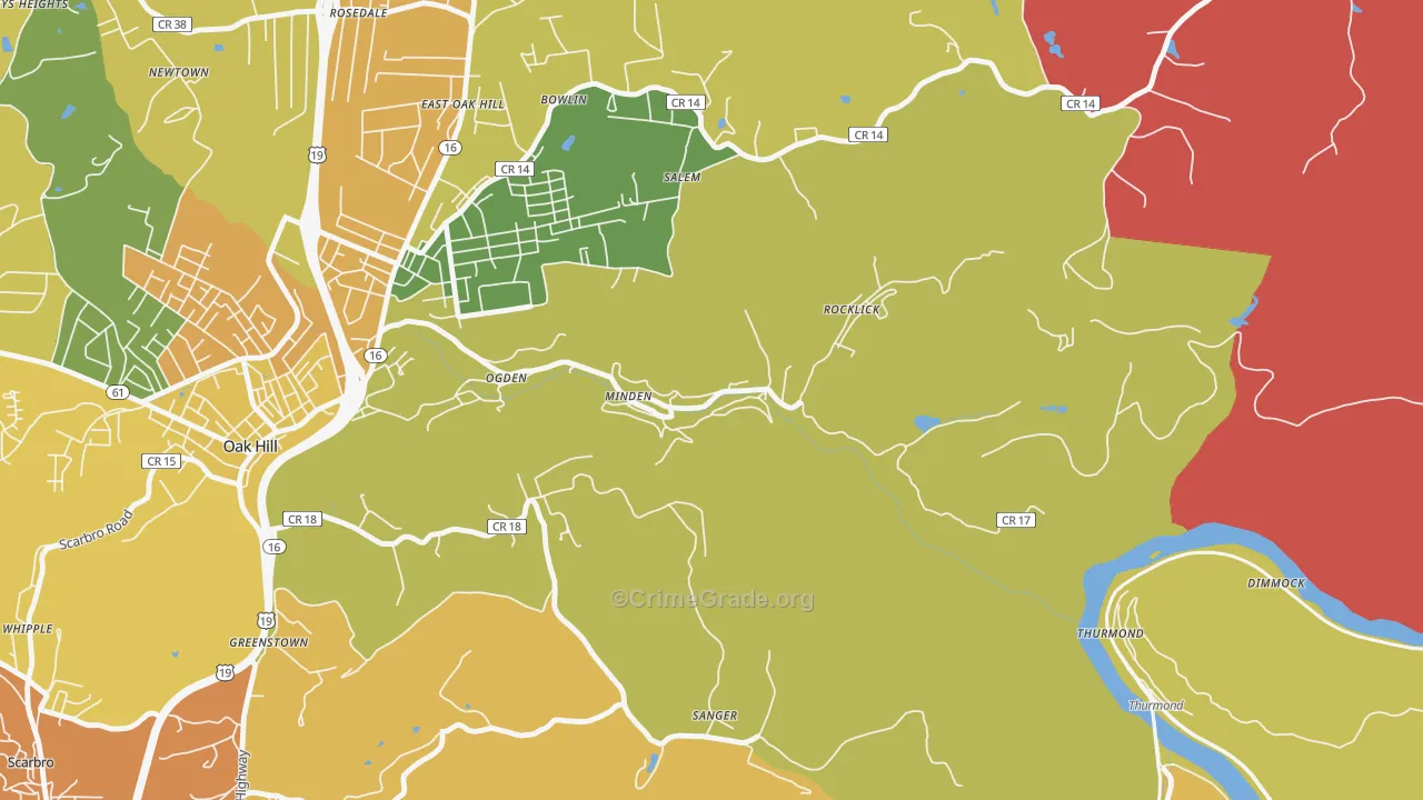 Minden, WV Map of Murder Rates