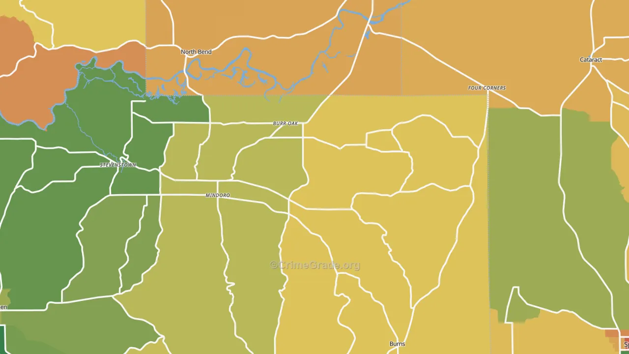 Mindoro, WI Map of Murder Rates