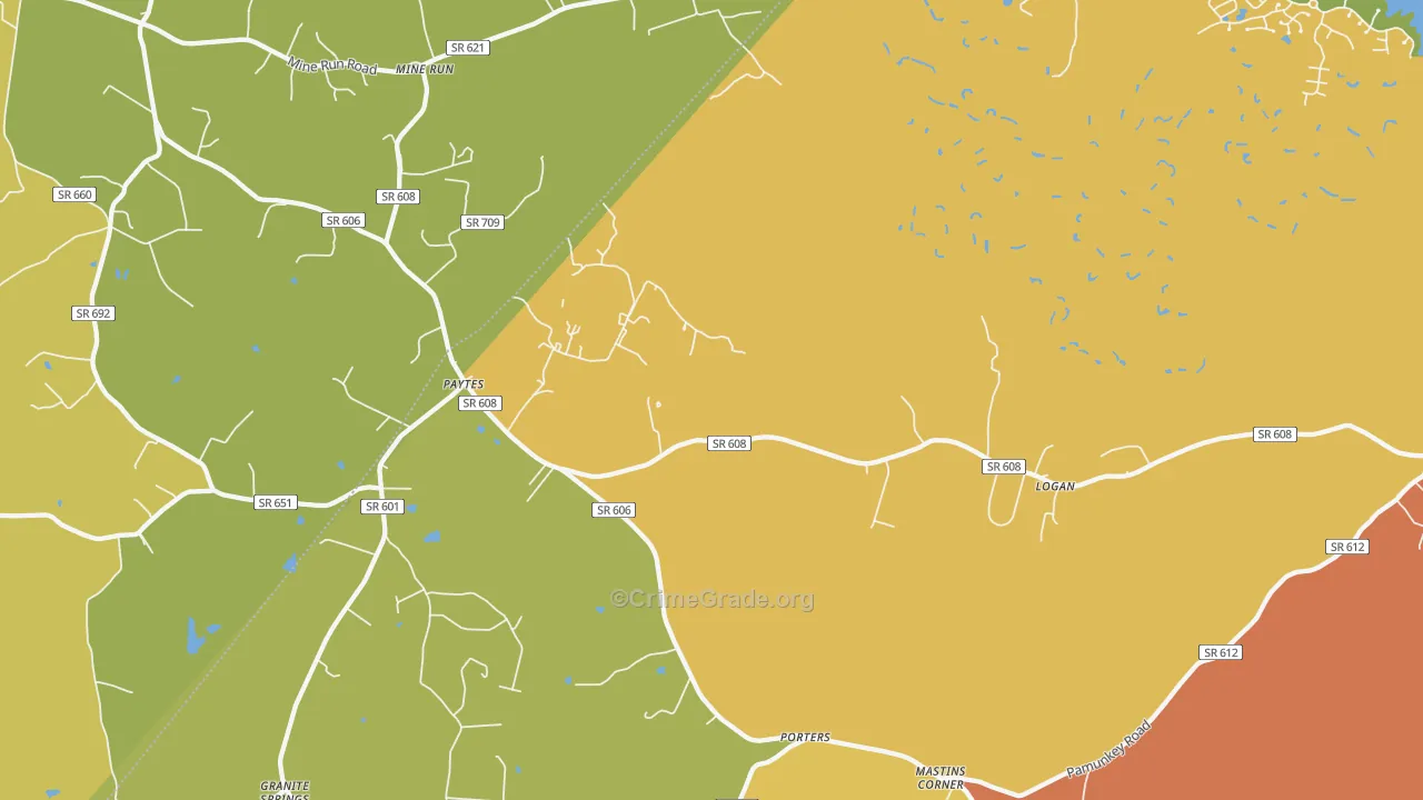 Mine Run, VA Map of Murder Rates