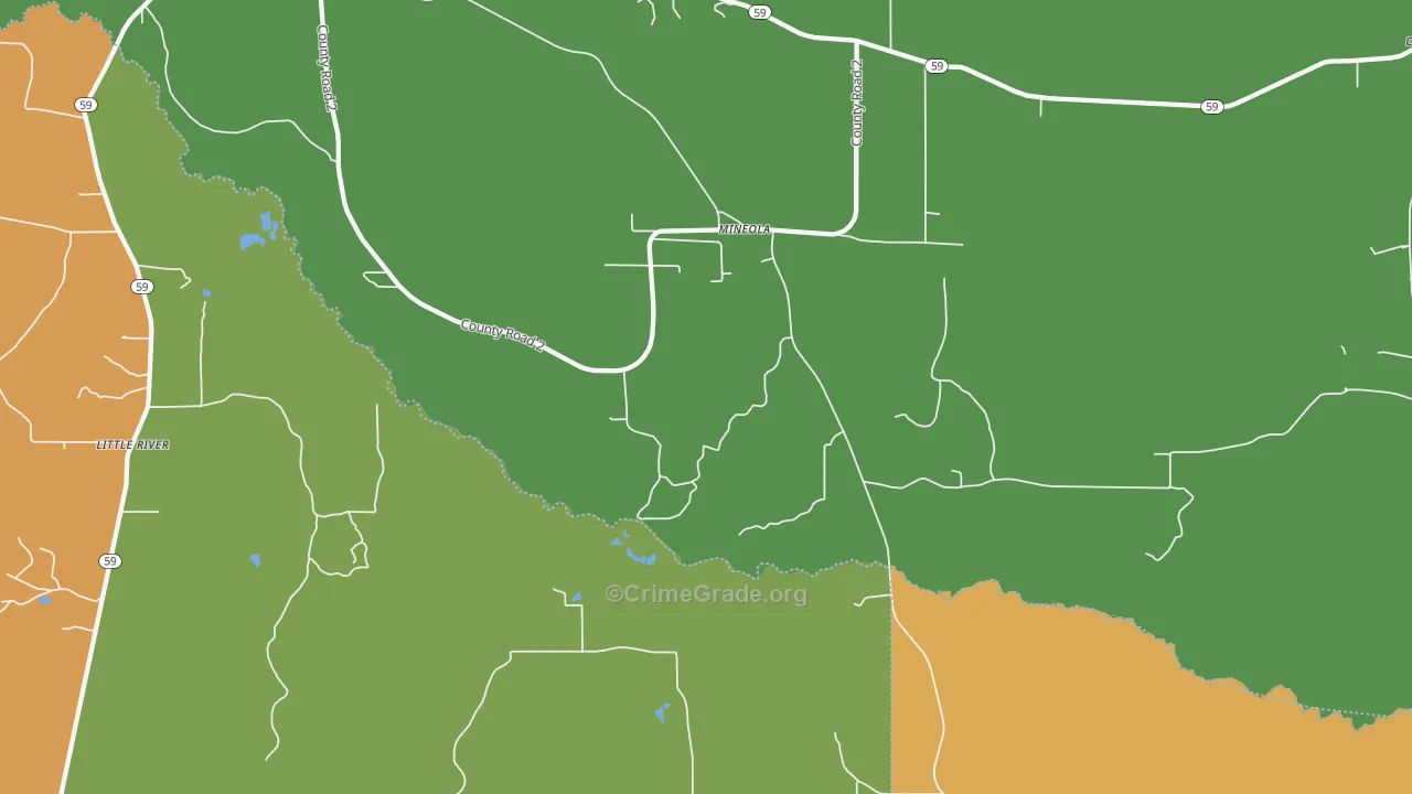 Mineola, AL Map of Murder Rates