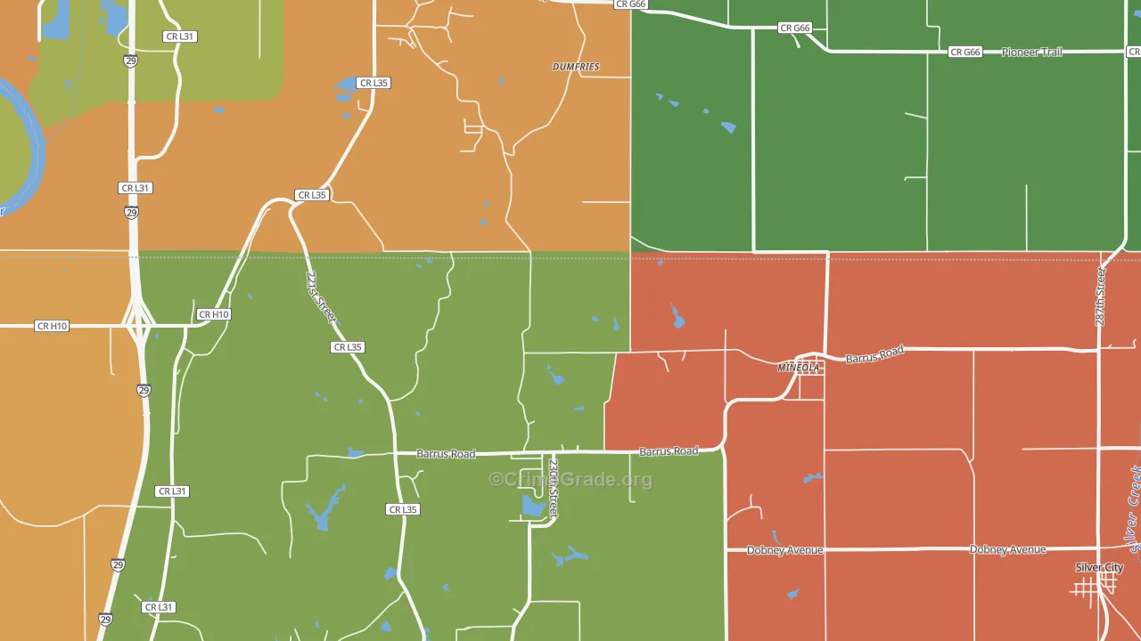 Mineola, IA Map of Murder Rates