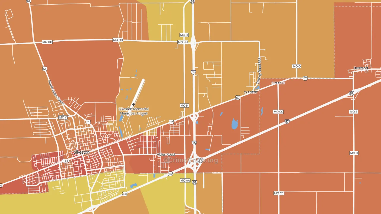 Miner, MO Map of Murder Rates