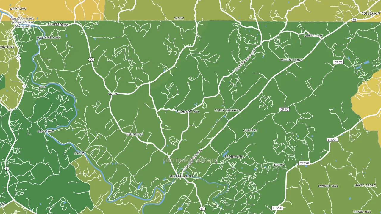 Mineral Bluff, GA Map of Murder Rates