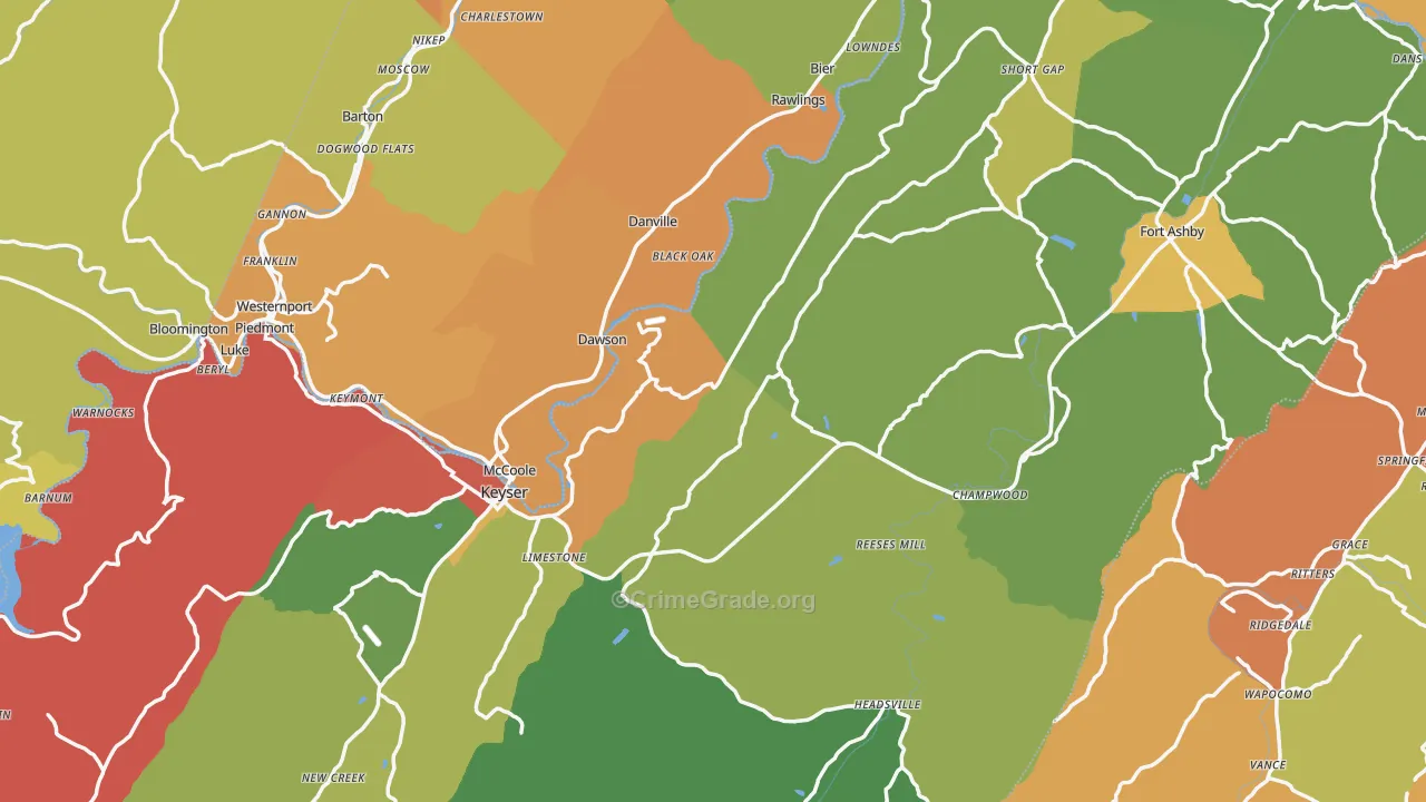 Mineral County, WV Map of Murder Rates
