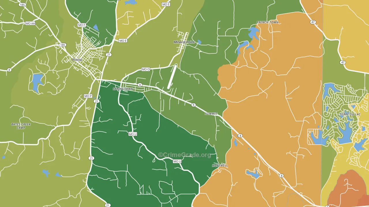 Mineral Point, MO Map of Murder Rates