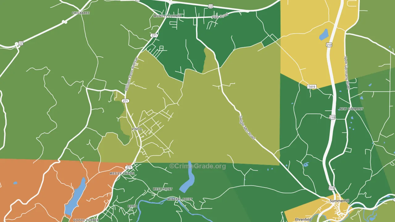 Mineral Point, PA Map of Murder Rates