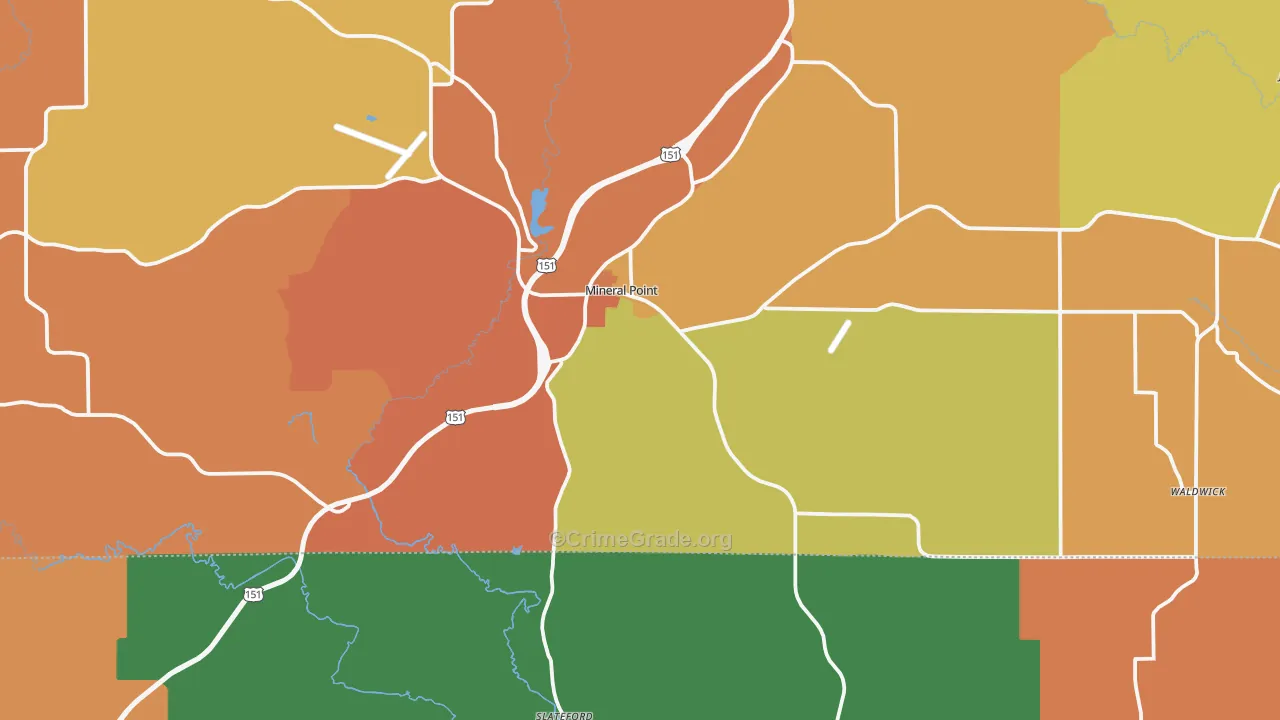 Mineral Point, WI Map of Murder Rates