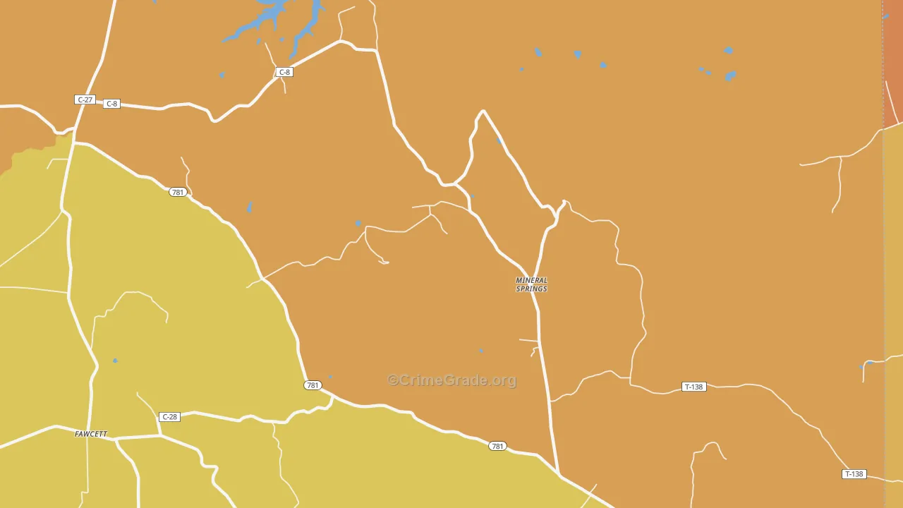 Mineral Springs, OH Map of Murder Rates