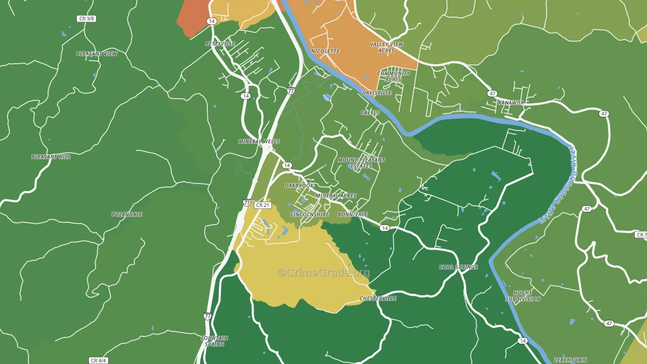 Mineralwells, WV Map of Murder Rates