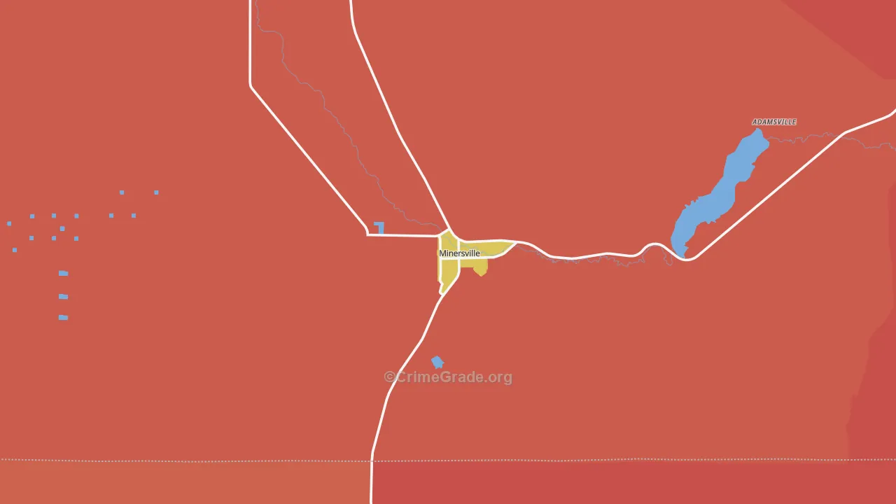 Minersville, UT Map of Murder Rates