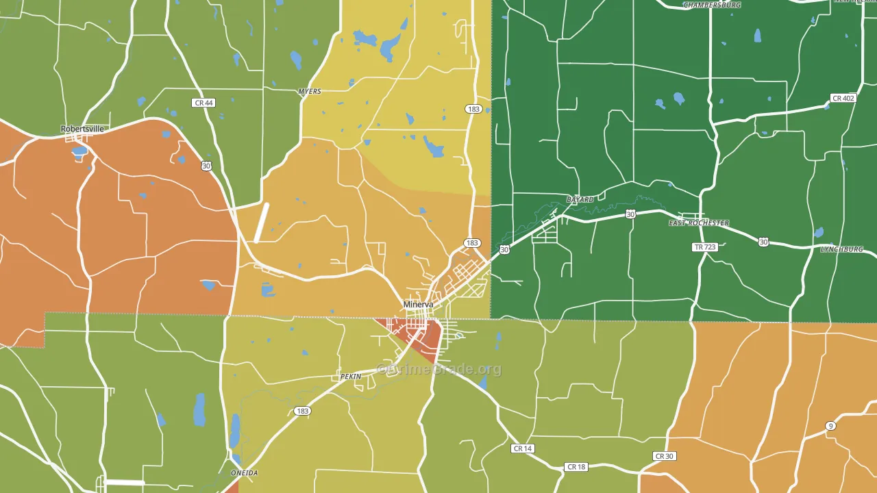 Minerva, OH Map of Murder Rates