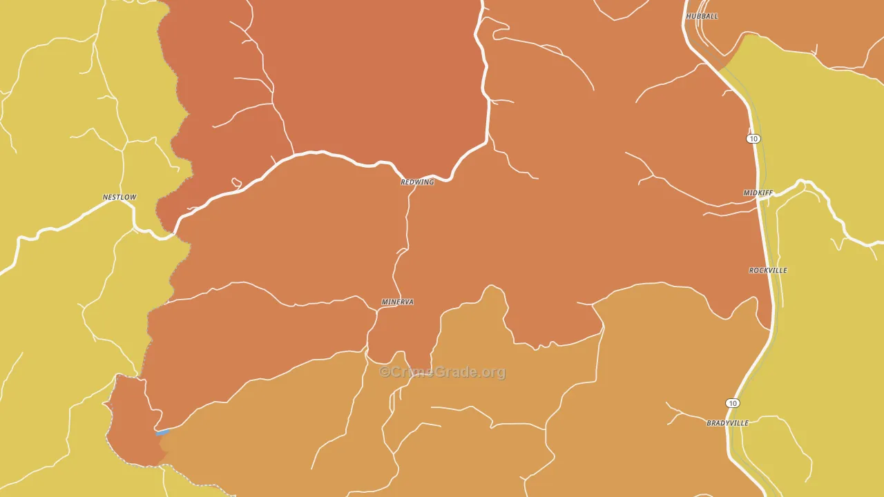 Minerva, WV Map of Murder Rates