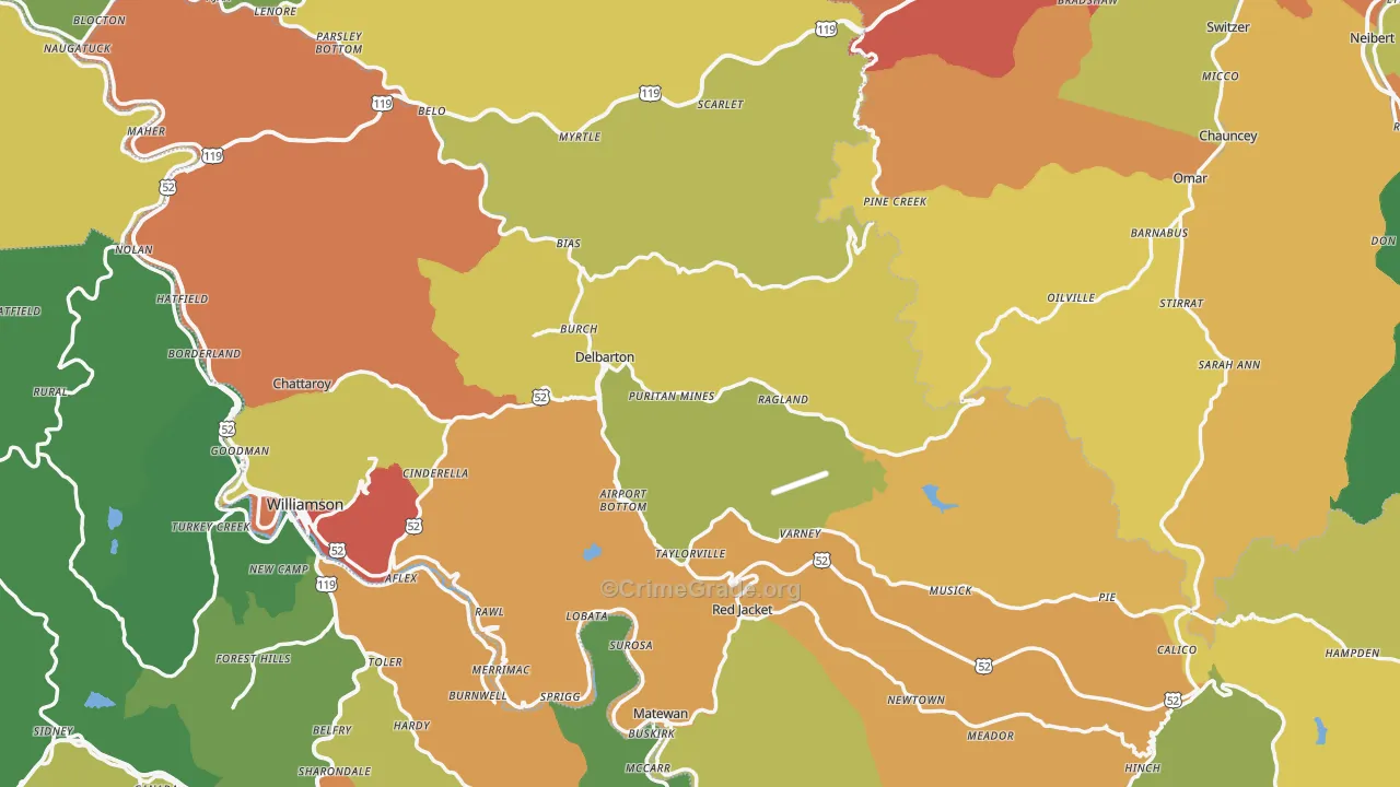Mingo County, WV Map of Murder Rates