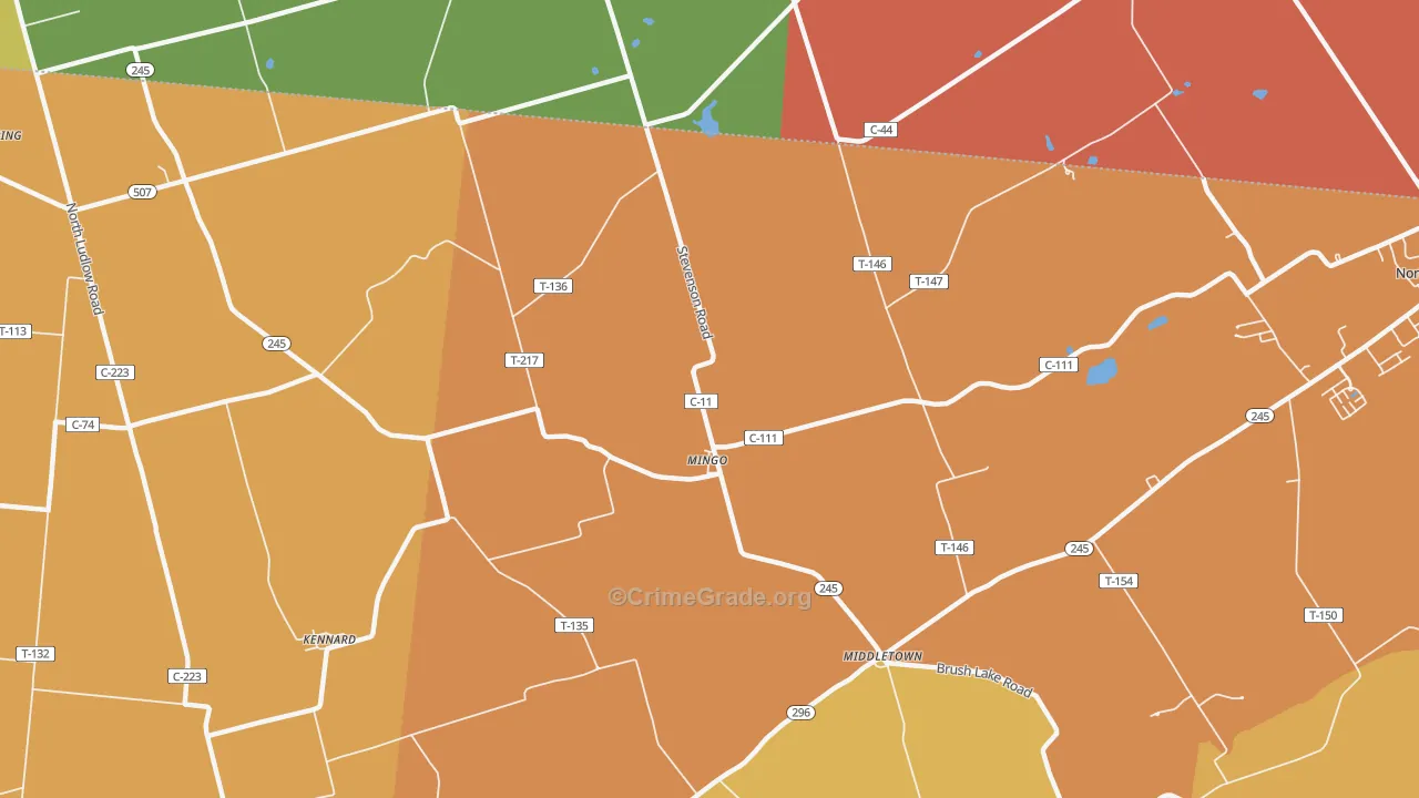 Mingo, OH Map of Murder Rates