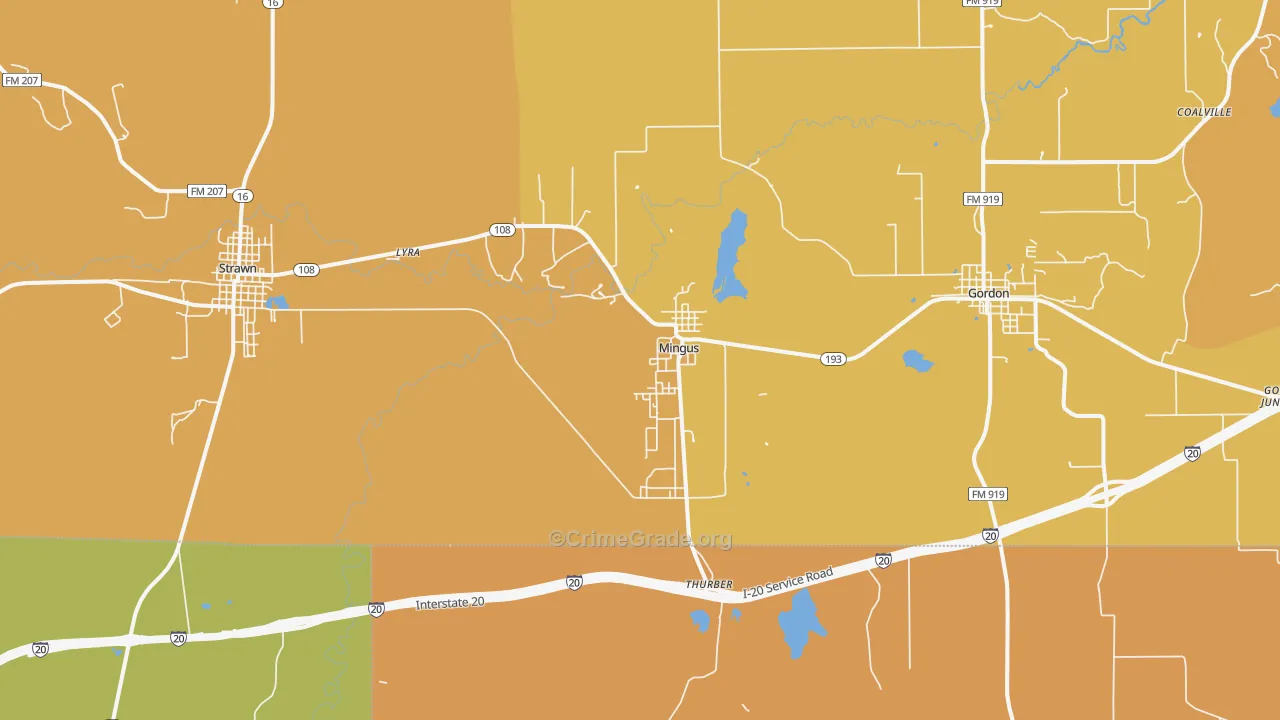 Mingus, TX Map of Murder Rates