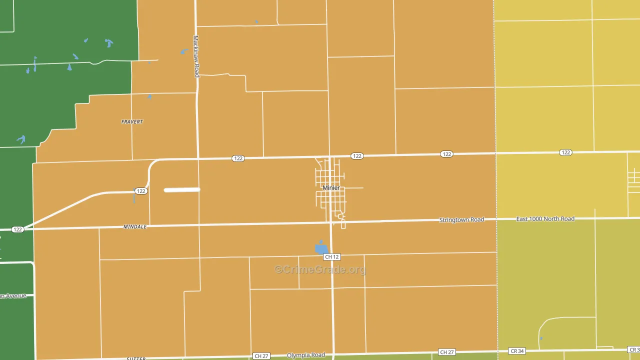 Minier, IL Map of Murder Rates