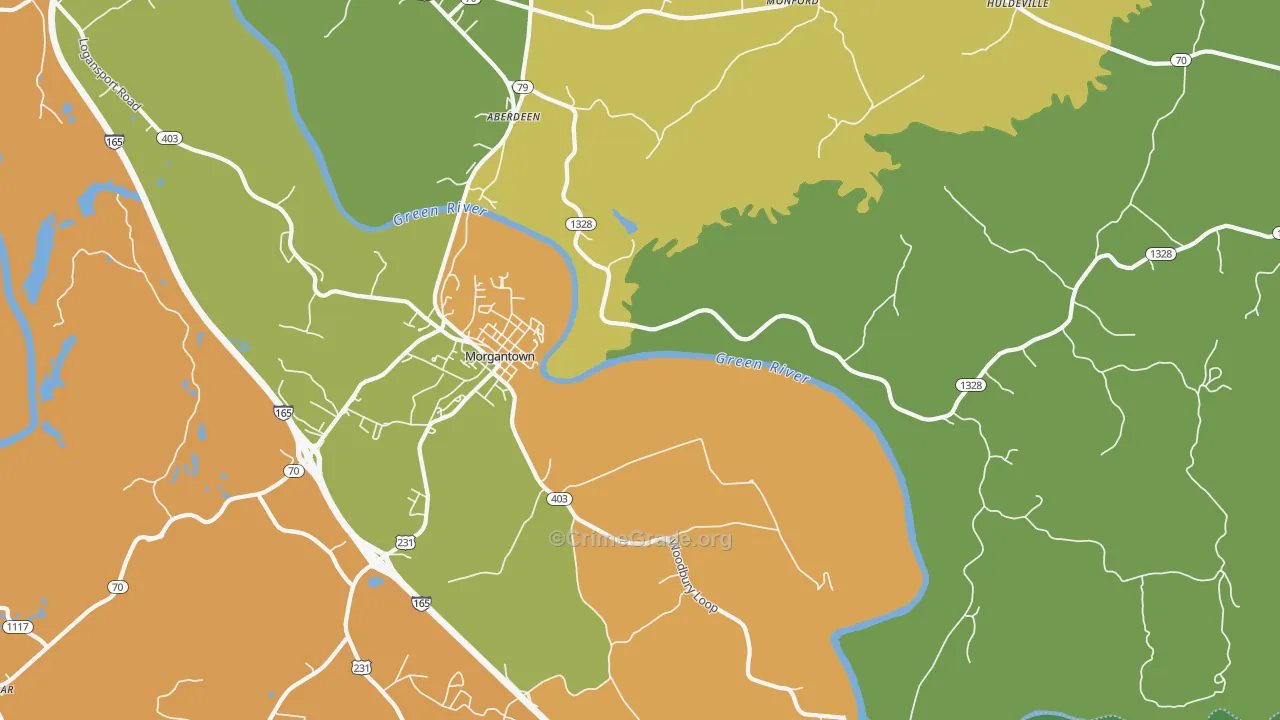 Mining City, KY Map of Murder Rates