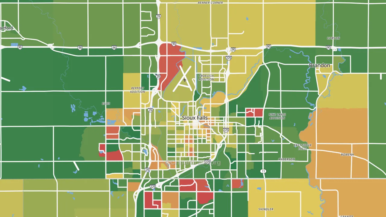 Minnehaha County, SD Map of Murder Rates
