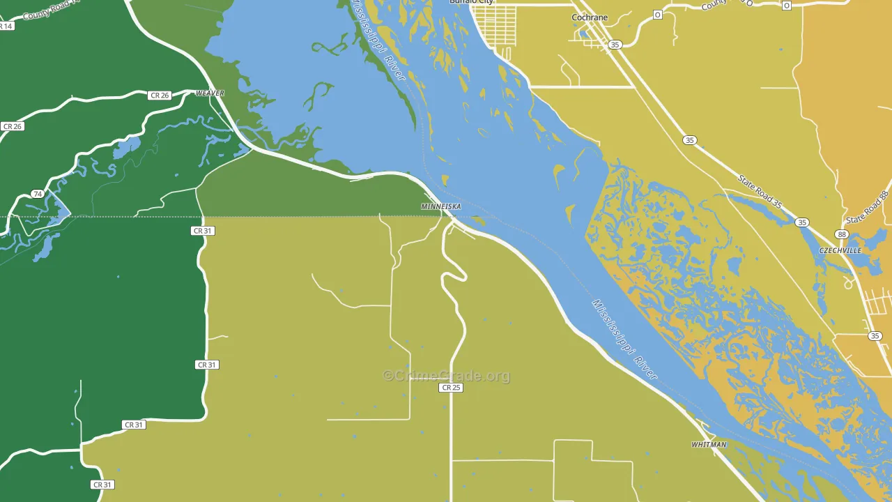 Minneiska, MN Map of Murder Rates