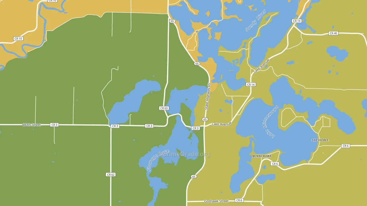 Minnewawa, MN Map of Murder Rates