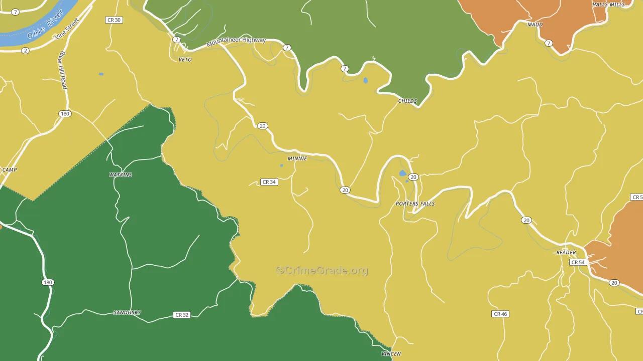 Minnie, WV Map of Murder Rates