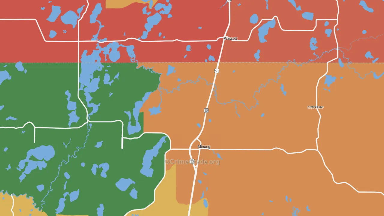 Minong, WI Map of Murder Rates