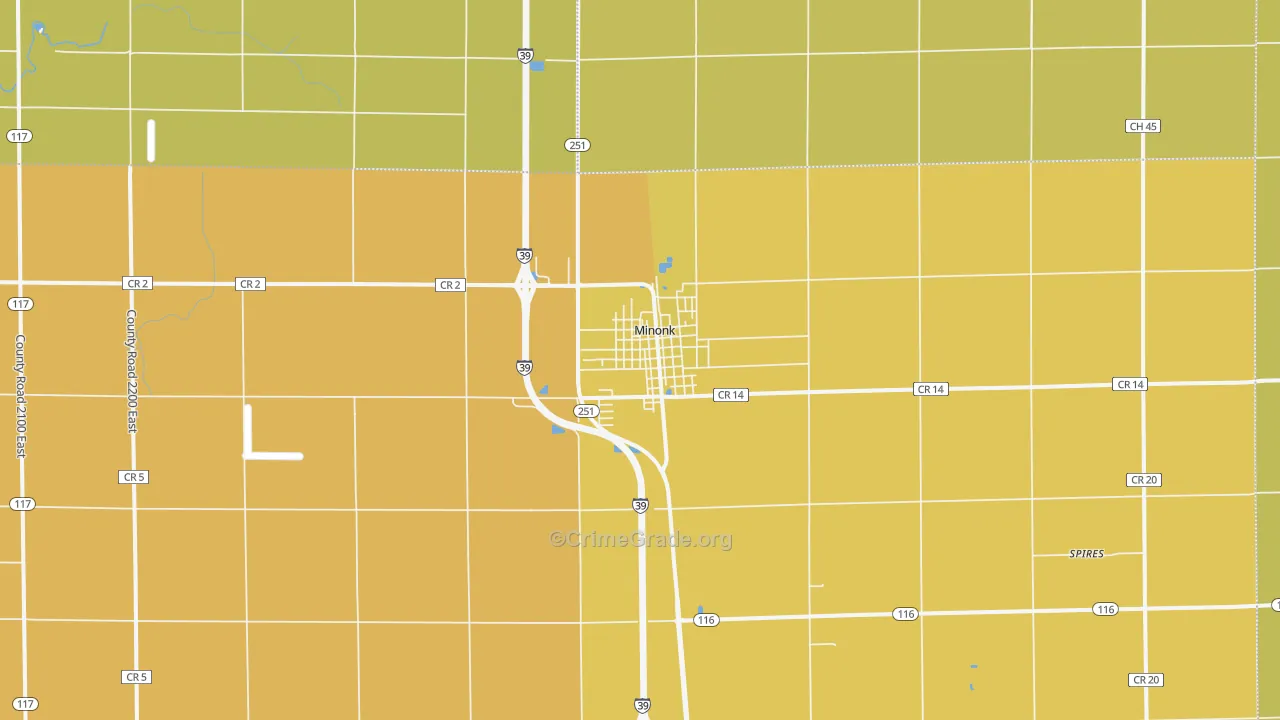 Minonk, IL Map of Murder Rates