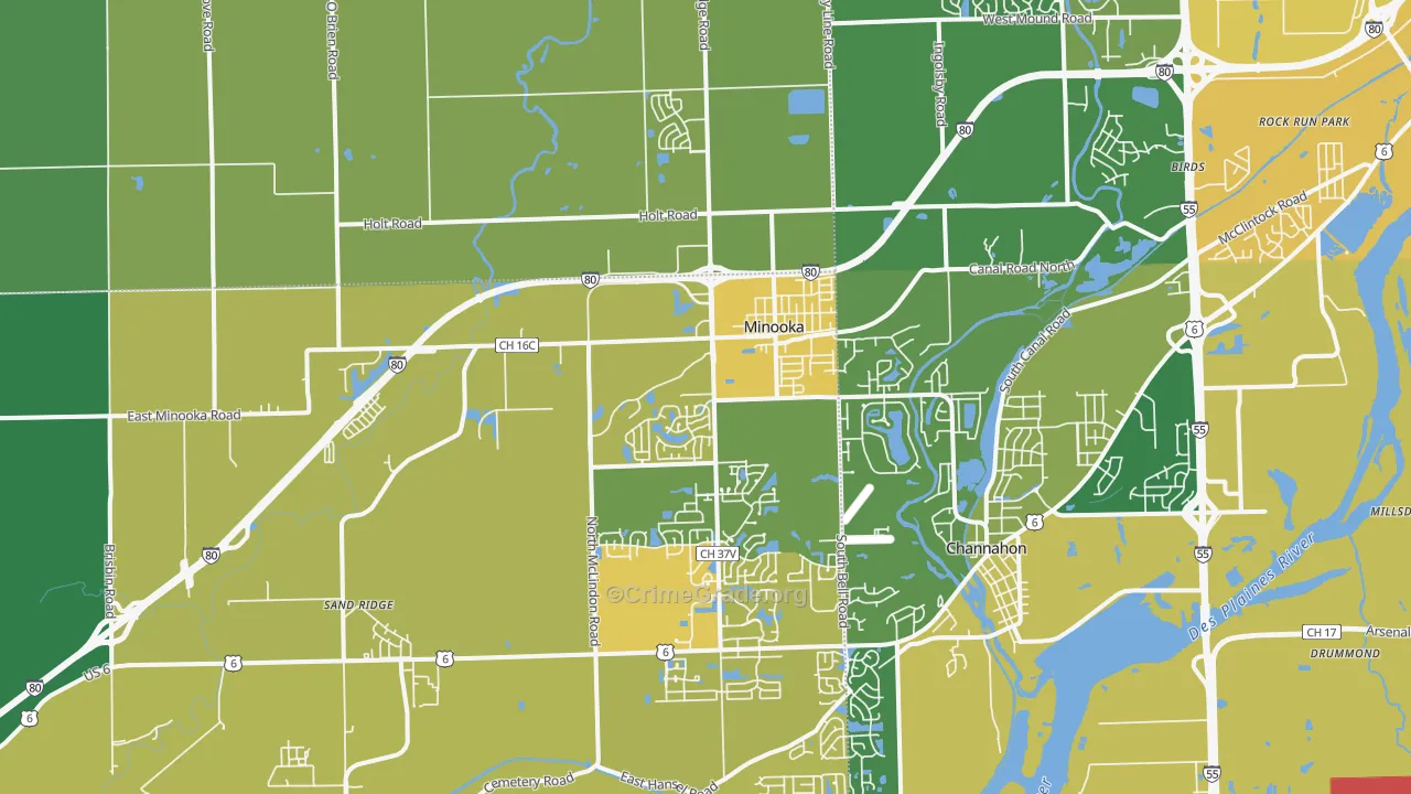 Minooka, IL Map of Murder Rates