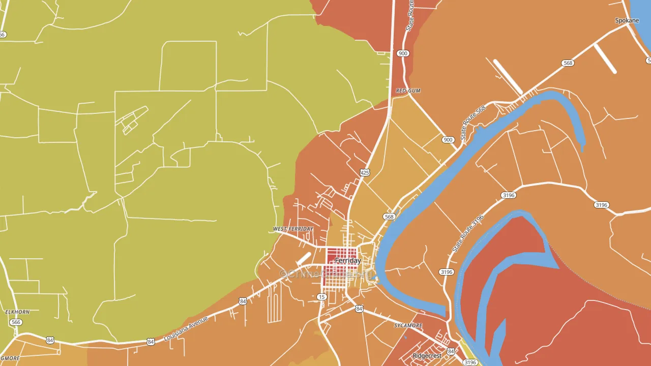 Minorca, LA Map of Murder Rates