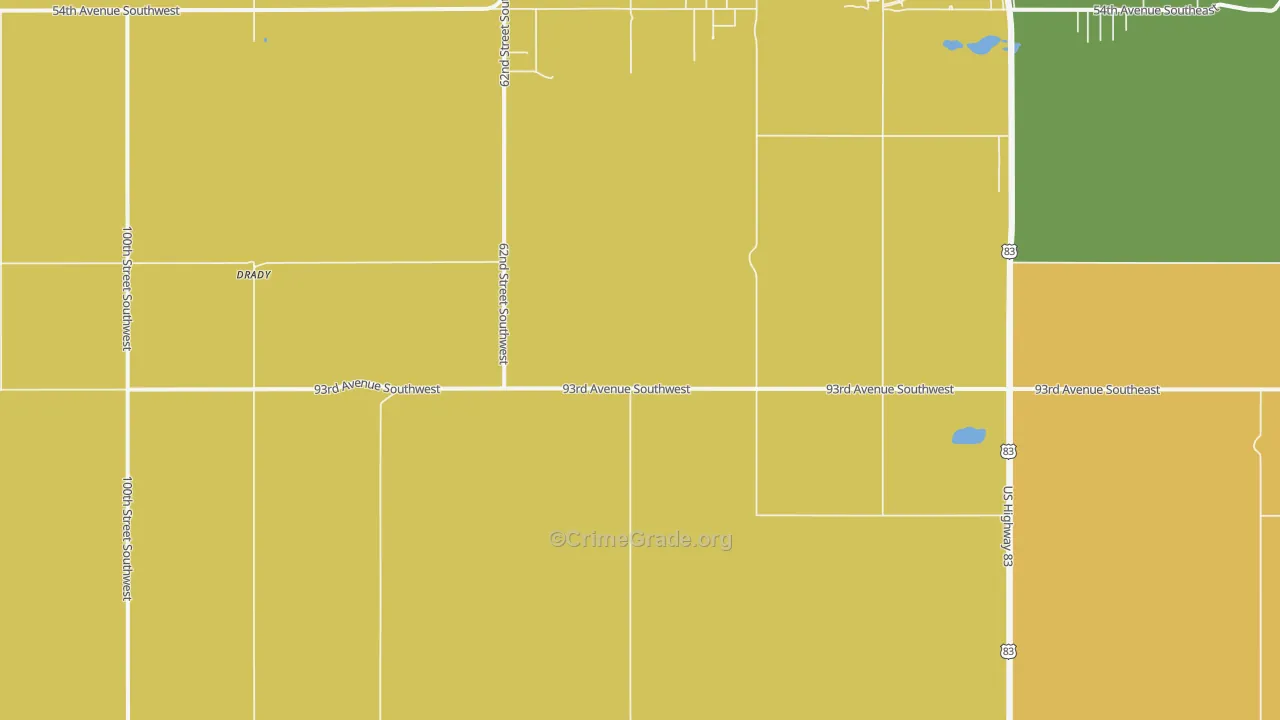 Minot Air Force Base, ND Map of Murder Rates
