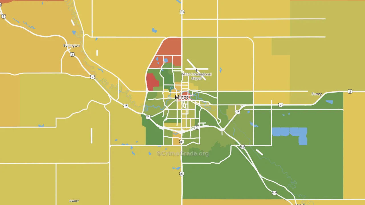 Minot, ND Map of Murder Rates