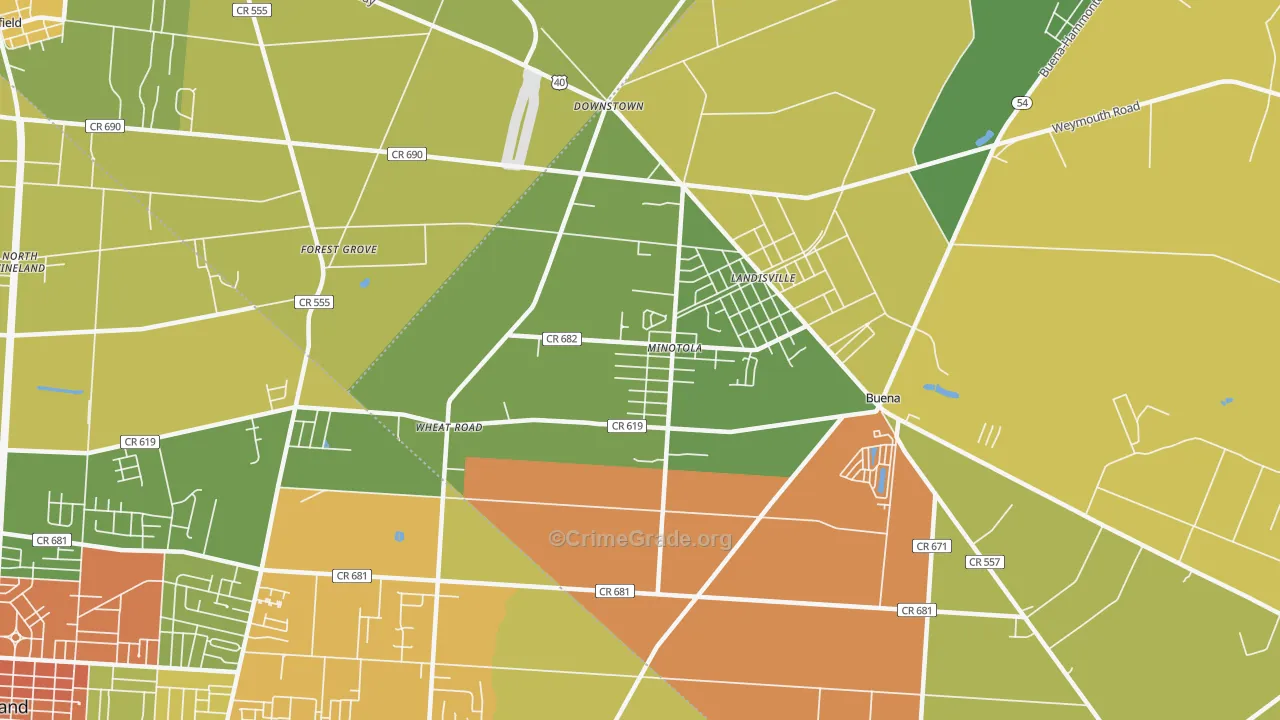 Minotola, NJ Map of Murder Rates