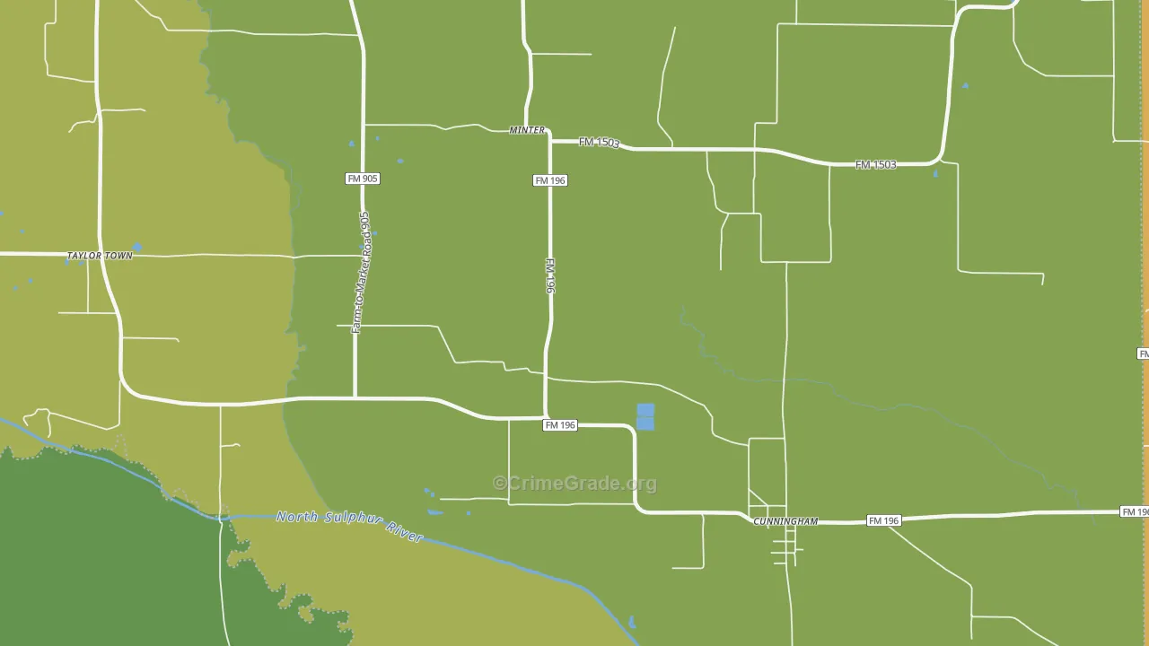 Minter, TX Map of Murder Rates