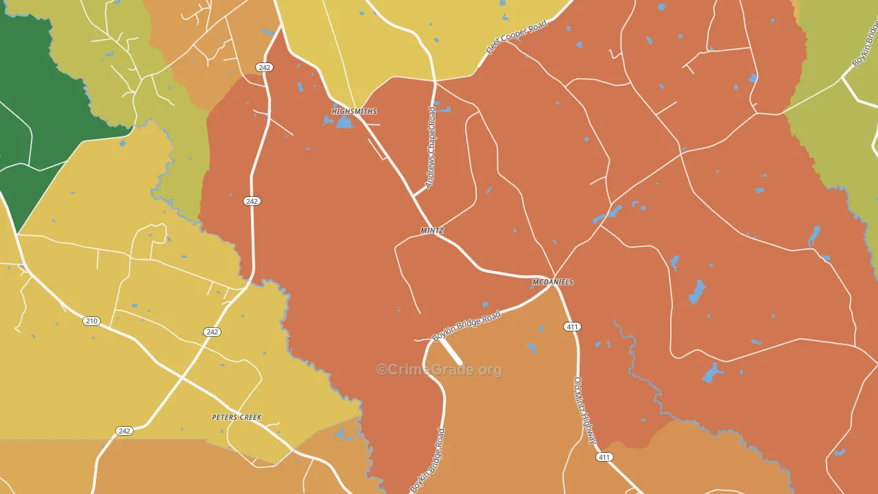Mintz, NC Map of Murder Rates