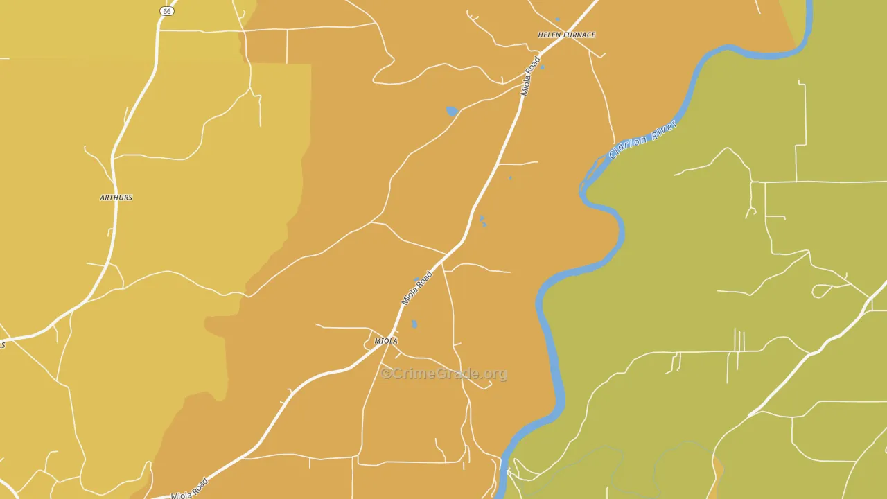 Miola, PA Map of Murder Rates