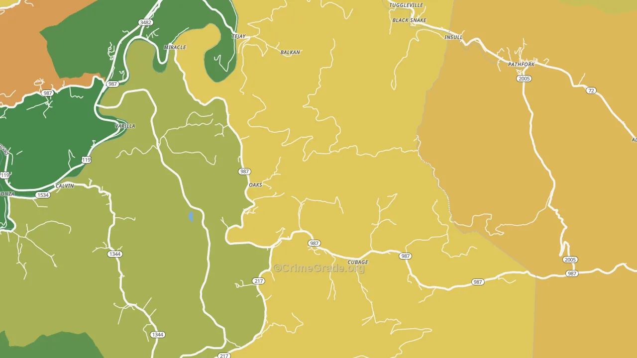 Miracle, KY Map of Murder Rates