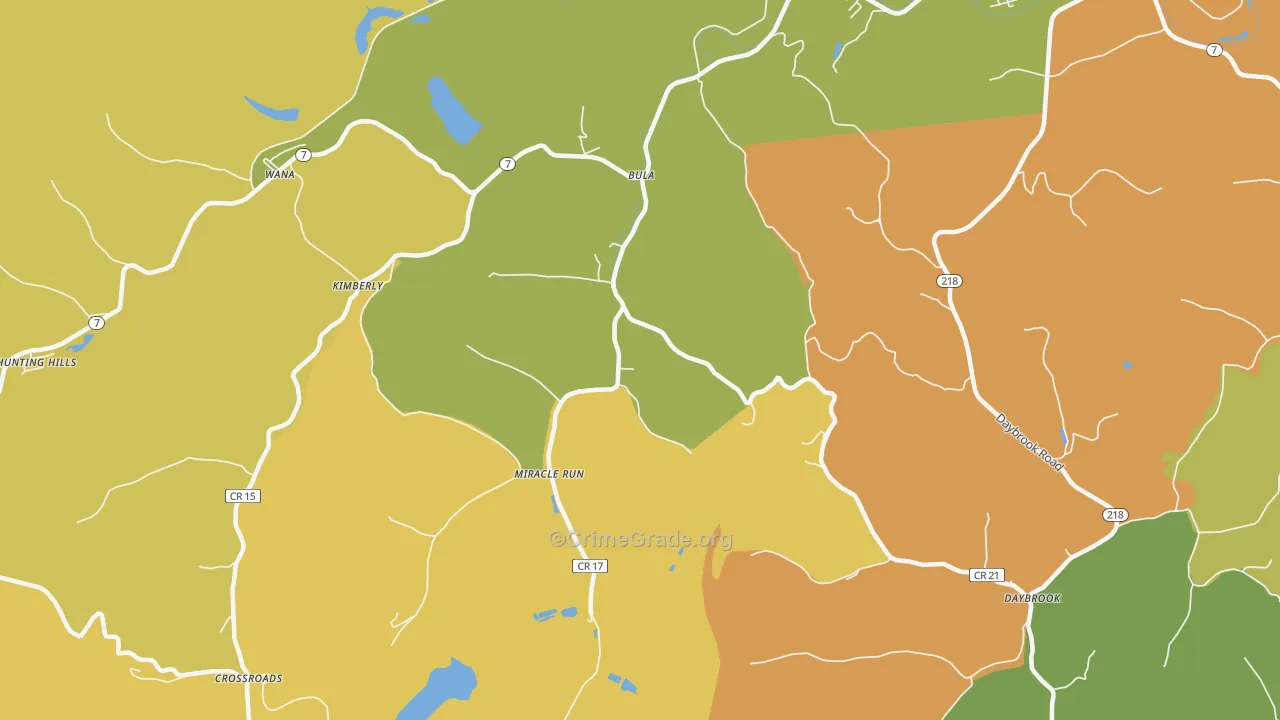 Miracle Run, WV Map of Murder Rates