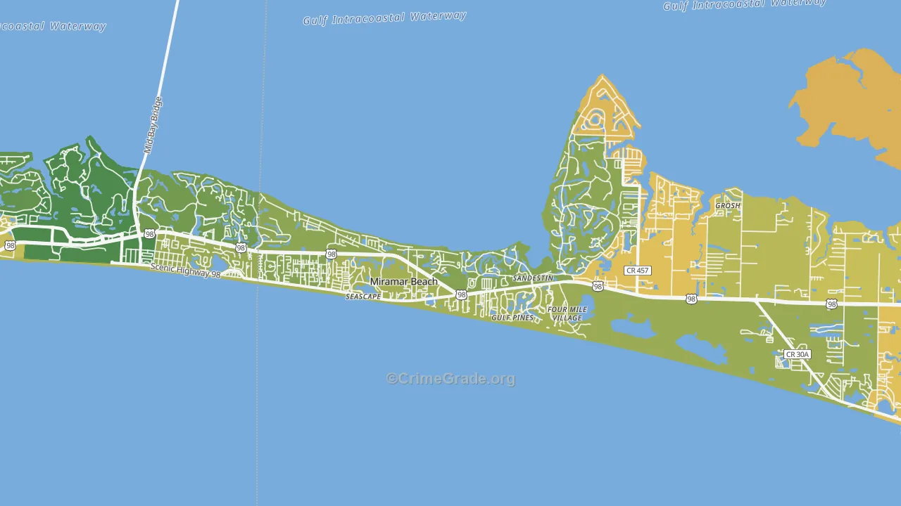 Miramar Beach, FL Map of Murder Rates