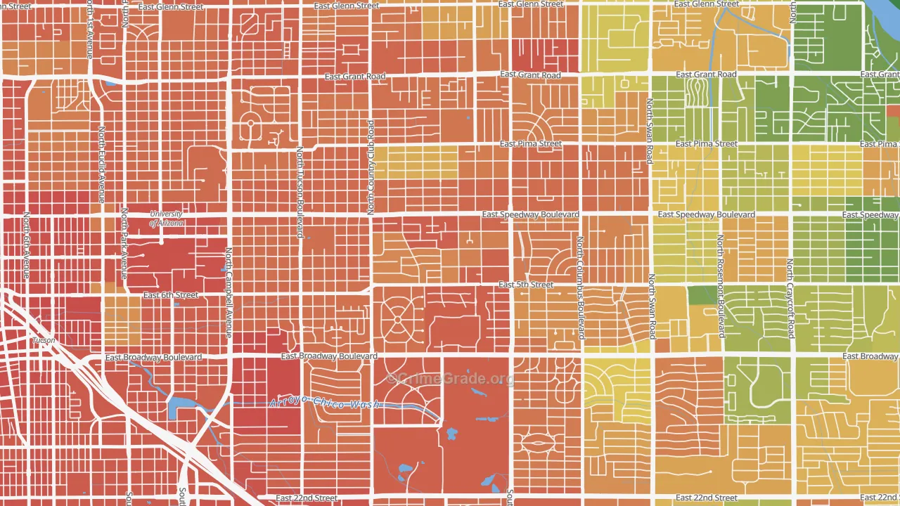 Miramonte, Tucson, AZ Map of Murder Rates