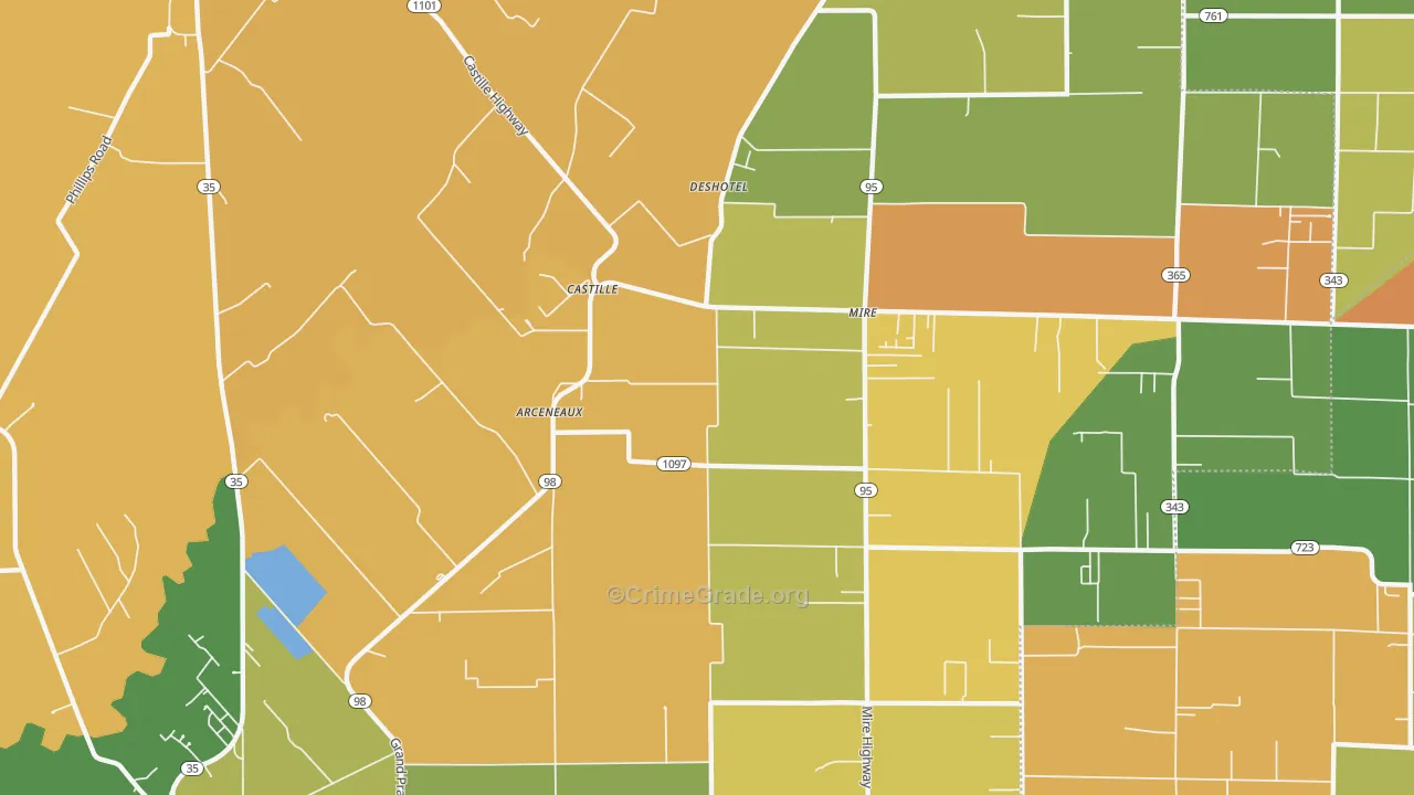 Mire, LA Map of Murder Rates