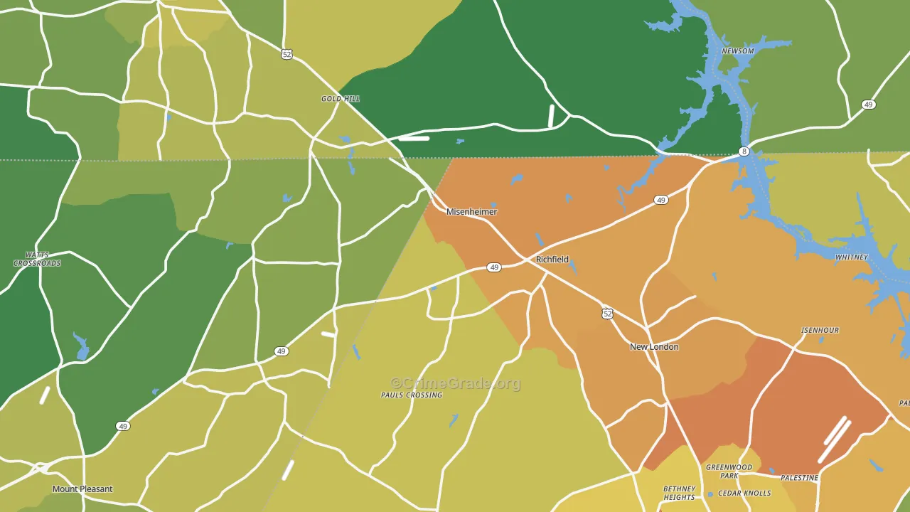 Misenheimer, NC Map of Murder Rates